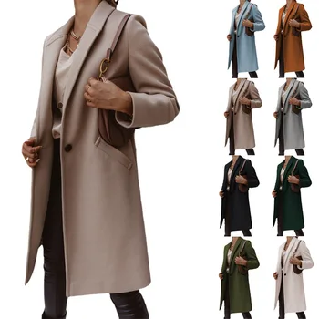 Femei Palton Elegant Lana Rever Haina Pentru Femei Office Lady Palton Windproof Moda Solid Windbreaker Toamna Iarna 2022