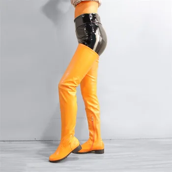 Femei pe Genunchi Cizme elastice 2021 Toamna Și Iarna Comerț exterior Nou Stil European Și American cu Fermoar Lateral Cizme de Moda