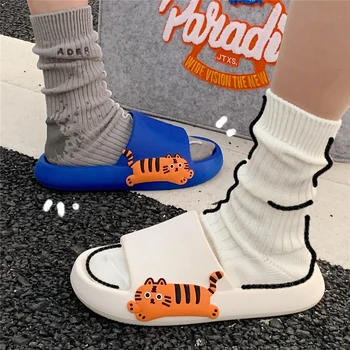 Femei sandale rupte pantofi pentru bărbați pantofi de plaja si de uz casnic papuci de vara in aer liber pantofi casual drăguț graffiti print zebră flip flops