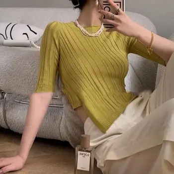 Femei Sexy Asimetric Tricouri Subțire Pulover Crop Topuri Doamnelor Streetwear Haine de Club Y2k Topuri Camasi pentru Femei Trunchiate coreeană