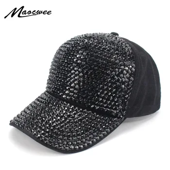 Femei Stras Sapca Unisex Casual Hip-hop Acril Culoare Solidă Snapback Hat Cap Reglabil Diamant de Baseball Capace 2019