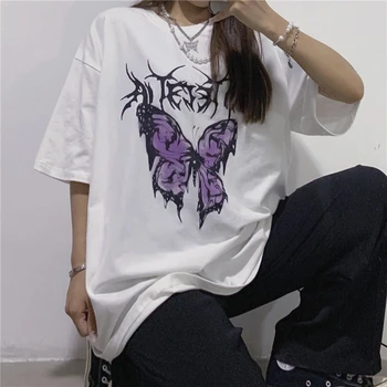 Femei T Shirt Fluture Imprimat Tricou Harajuku Tricou Supradimensionat Tricou de Vara Tricou Streetwear Topuri tricou Haine de sex Feminin