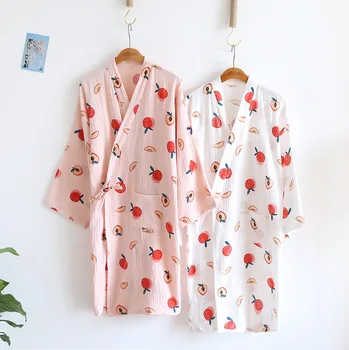 Femei Vara Haine Subțiri Kimono-Halat de baie din Bumbac Dublu de Tifon Pijamale cu maneca Lunga-Haină Lungă Pierde Dormi Topuri Halat 2021
