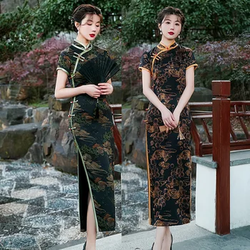 Femeile Qipao Rochie Stil Chinezesc Tradițional Costum Clasic Vintage Imprimate Mult Cheongsam Sexy Laterală Fantă Subțire Rochii De Seara