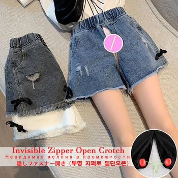 Fete pantaloni Scurti din Denim Vara Noi Medii și Mari, Copii Open-Locul Pantaloni Stil coreean Rupt de Moda Pantaloni Copii Pantaloni Casual
