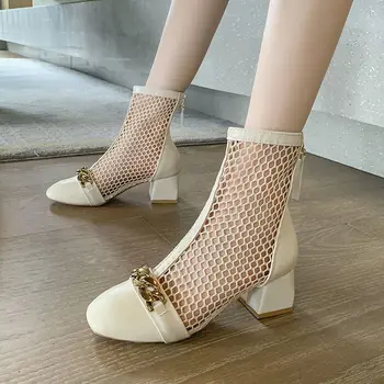 Fierbinte de Vară Zână Plasă Toc Gros Pantofi pentru Femei de Moda Hollow Respirabil Sandale de Doamnelor Sandale cu Toc