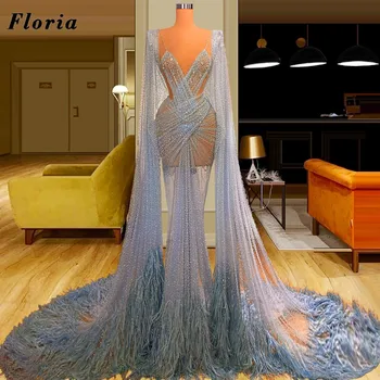 Floria Lux Mâneci Lungi Rochii De Bal Cele Mai Noi Dubai Cu Margele Cristale Partid Rochie Couture Pentru Femei Rochii De Seara Vestidos De Mujer