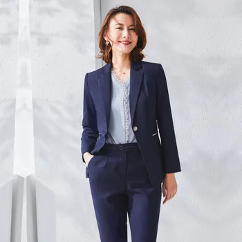 Formal Doamnelor Sacou Albastru pentru Femei Costume de Afaceri, Pantaloni și Jachete Seturi de Uzura de Muncă de Birou Uniforme Stiluri Elegant