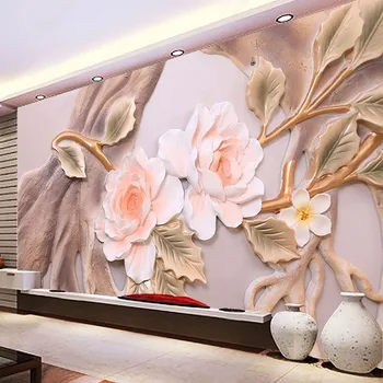 Foto personalizat Tapet 3D Copac Floare de Relief de Fundal de Perete Decoratiuni Interioare Pictura Murală Cameră de zi cu TV Papel De Parede