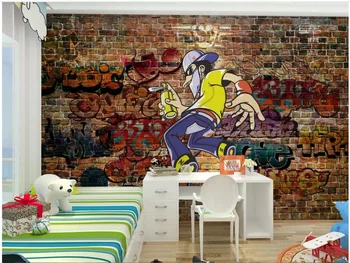 Fotografie 3d tapet personalizat murală Europene retro zid de cărămidă personalitate doodle temă decor 3d picturi murale tapet pentru pereți 3 d