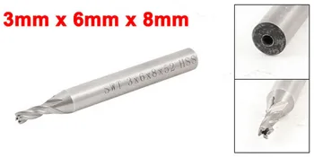 Freze Instrument Direct End Mill 3mm x 6mm x 8mm x 52mm 3 Flaut de Argint Ton 5pcs