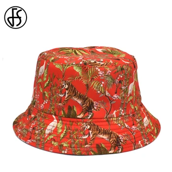 FS Vara Bumbac Rosu Animal Print Găleată Pălărie Femei Streetwear Hip Hop de Lux pentru Bărbați Pălării Panama față-verso Umbra Pescar Capac