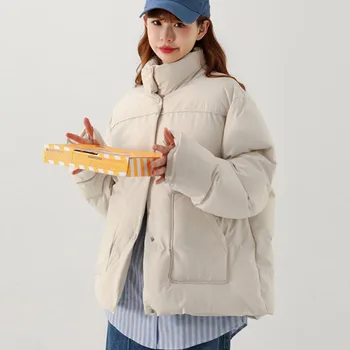 Geaca De Iarna Femei 2022 Bază Cald Pardesiu Negru Parka Femei Din Bumbac Coreeană Stil Casual Bej Toamna Captusit Haina Îmbrăcăminte