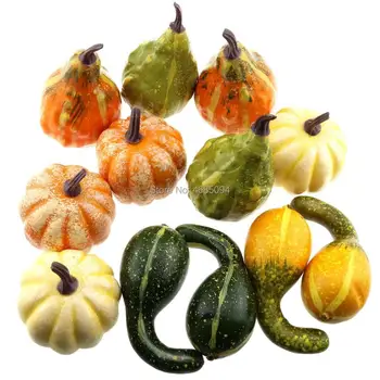 Gresorth 12buc Fals MINI Dovleci Artificiale Multicolore, Decor de Halloween Acasă Bucatarie Juca Alimentare