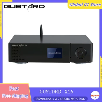 GUSTARD DAC-X16 MQA Decodor ES9068AS*2 DAC USB XMOS XU216 DSD512 768KHz Bluetooth5.0 LDAC HiFi Audio Nativ Echilibrat Decodare