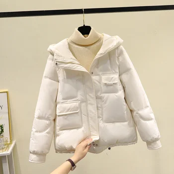Haine de iarnă Jachete Scurte pentru Alb de Blana Femei, Haine de Moda coreeană Streetwear Femme Jaqueta Feminina Zm1831