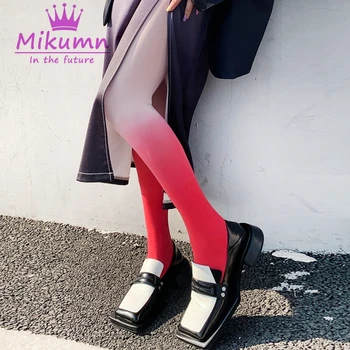 Harajuku Punk Gradient de Roz Rosu Galben Albastru Negru Violet pentru Femei Șosete Streetwear