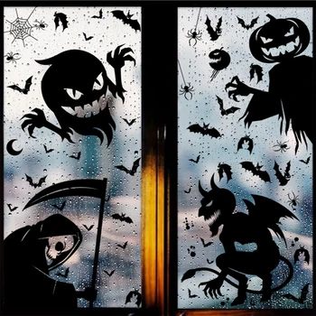 Horror de Halloween Fereastra Înfricoșător Autocolant Reaper Vrăjitoare Bat Craniu Haloween Party Decor pentru Acasă Autocolant Perete Bar Room Decor