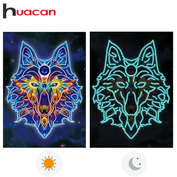 Hucan 5D DIY Diamant Tablou Luminos Speciale în Formă de Ambarcațiune Kit de Vânzare Diamant Broderie Lup Cadou Handmade, Decor Acasă