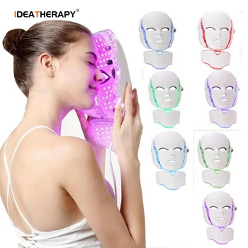 IDEAREDLIGHT Dropship 7 Culori LED Masca Faciala Terapia cu Fotoni Masca Cu Gât Anti-Acnee Îndepărtarea Ridurilor de Întinerire a Pielii