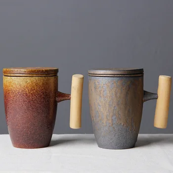 Japonia Stil Cani de Ceai din Ceramica cu capac curea filtru cesti de ceai de sticlă separate birou Acasă cana de cafea