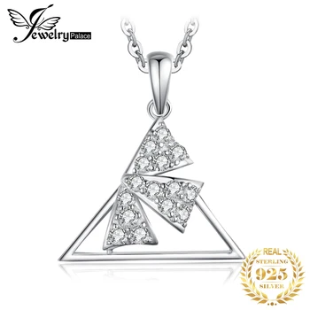 JewelryPalace Triunghi Geometrice 925 Sterling De Argint Colier Pandantiv Femei Cubic Zirconia Simulated Diamond Pandantiv Lanț Nu