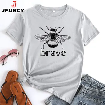 JFUNCY Femei cu Maneci Scurte T-shirt 2022 Vara Tricouri Femeie din Bumbac Tricou Femei Casual Topuri Largi Noua Moda de Albine Imprimare Haine