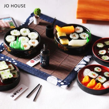 JO CASA Sushi Japonez Bento Set de plăci 1:12 1:6 casă de Păpuși Minatures Model de casă de Păpuși, Accesorii