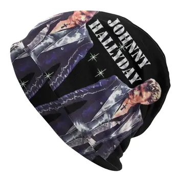 Johnny Hallyday Muzica Rock Cântăreață franceză Capota Pălării Tricotate Pălărie Goth în aer liber Chelioși Căciuli, Pălării de Vară Cald cu Dublă utilizare Capace