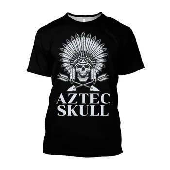 Jumeast 3D Aztec Mexic Craniu Imprimate Grafic T Shirt Pentru Barbati 90 Trend Estetic T-shirty Costum de Halloween Festival de Îmbrăcăminte