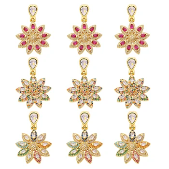 JUYA Colorate Zircon Daisy Floarea-soarelui Floare Pandantiv Colier de Lux Minoritate Cristal de Diamant Floare de Cupru Accesorii Bijuterii