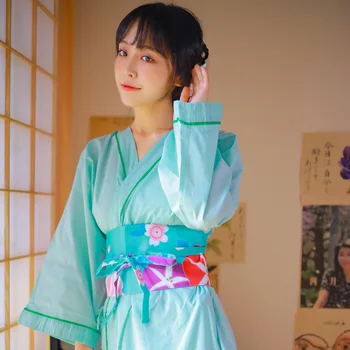 Kimono Japonez Halat De Baie Femei De Primăvară De Uz Casnic Cămașă De Noapte Abur Purta Pijamale Pijamale Obi Costume Tradiționale Liber Casual
