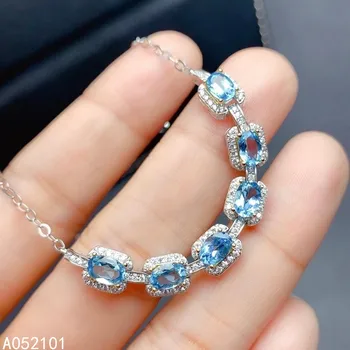 KJJEAXCMY bijuterii fine S925 argint încrustat naturale topaz albastru nou Fata clasic de mână Brățară test de Suport stil Chinezesc