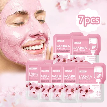 LAIKOU 7pcs Japonia Sakura Noroi Masca de Fata Purificatoare de Albire crema Hidratanta cu Ulei-Control Anti-Îmbătrânire Masca de Argila Pachete de Îngrijire a Pielii Faciale
