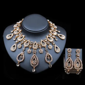 LAN PALATUL moda dubai de culoare de aur de bijuterii colier si cercei ansamblu bijoux femme set de aur india bijuterii transport gratuit