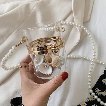 Lanț Perle Acrilice Geanta Femei De Vară 2021 Moda Simplu Sac De Mesager Vacanta Saci De Umăr Geantă De Mână Doamnelor