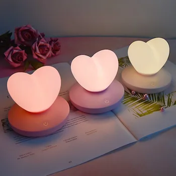 LED-uri Control Tactil Lampă de Masă USB Reincarcabila fata de Modelare lampă de economisire a Energiei de Dragoste Romantice în formă de Inimă Decor Lumina de Noapte