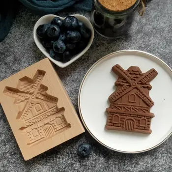 Lemn Cookie Mucegai Moară de vânt Forma Sculptate de Timbru pentru Biscuit Copt Instrumente