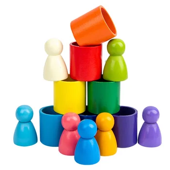 Lemn Curcubeu Puzzle-uri 3D Jucării Blocuri Educative Jucarii pentru Copii Rainbow Stivuite Echilibru Copilul Montessori Jucarii Educative