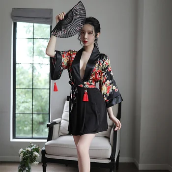 Lenjerie Sexy Japoneze Uniforme Ispita Sexy Costum De Sifon Halat De Baie Transparent Pijama Halat Kimono Brodate Costumul