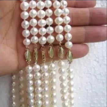 Liber la cumpărături! en-gros de 6 buc 7-8mm alb colier de perle akoya 18