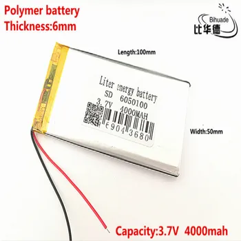 Litru de energie a bateriei Bun Qulity 3.7 V,4000mAH,6050100 Polimer litiu-ion / Li-ion pentru JUCĂRIE,POWER BANK,GPS,mp3,mp4