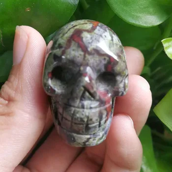 Livrare gratuita en-Gros naturale de sânge de dragon de piatră sculptate mic cristal de cuarț cap de craniu pentru vindecare decor cadou R