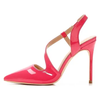 Livrare gratuita femei de moda Pompe doamna neon Fuchsia s-strappy Pointy toe tocuri inalte pantofi size33-43 10 cm 8 cm Stiletto mireasa