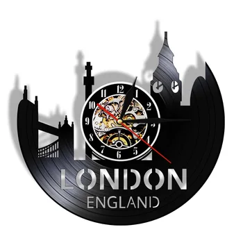 Londra, Anglia, Urbanism Cuarț Tăcut timp de Înregistrare de Vinil de Perete Ceas Marea Britanie Tower of London City Skyline Decor Acasă Ceas Retro