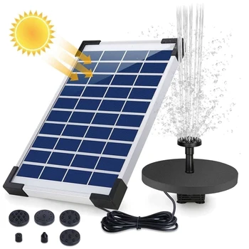 LUDA 5W Pompa Fantana Solare, Solare de Apă Pompa de Fantana Plutitoare Built-In, Cu 6 Duze Pentru Baie de Pasăre Rezervor de Pește Iaz