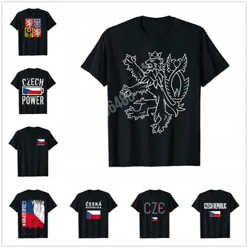Mai mult de Design cehă Leu Stema Grafic T-Shirt Harta Pentru Barbati Femei T Shirt Topuri de Bumbac Tees