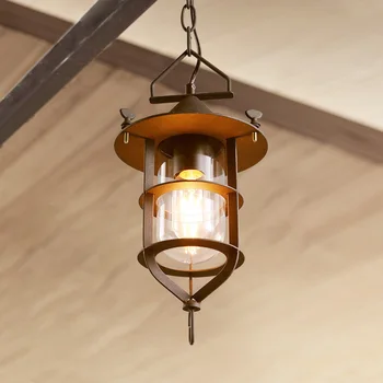 Mansardă în Stil de Epocă Pandantiv Lampă cu LED-uri Fier de Iluminat Industrial Retro Pandantiv Lumini Cafe Restaurant Pahar de Suspendare a corpului de Iluminat