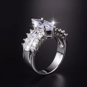 Mare Hot Vânzarea de Lux Marquise Cut 3 Carate Simulat Nunta de Diamant Inel pentru Femei Bijuterii Au S925 Logo-ul Real Argint 925 Inele