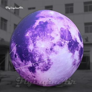 Mare Iluminat Gonflabile Planeta Luna Personalizat Violet Supermoon Balon Pentru Scena de Concert și Partidul Decor